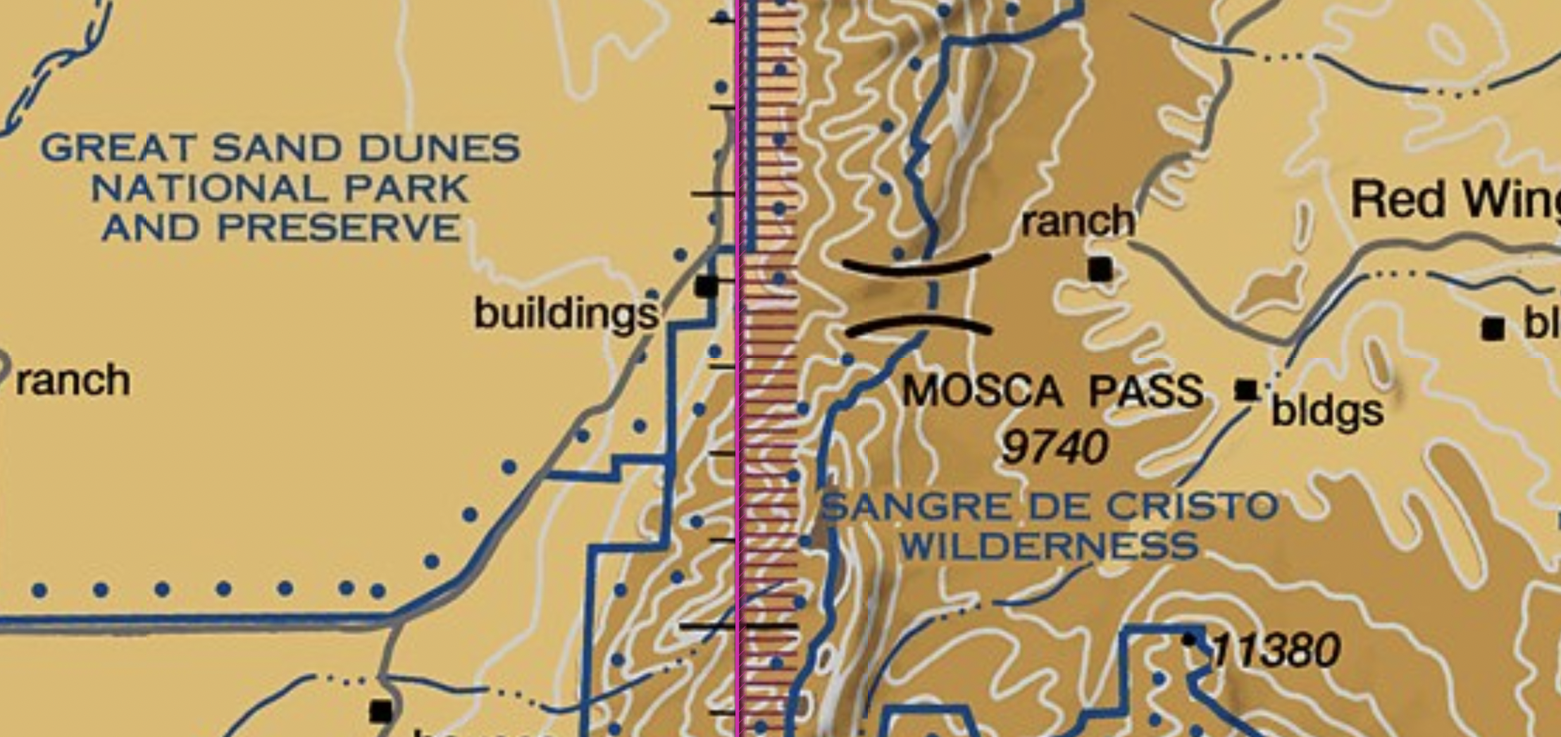 Mosca Pass on the chart